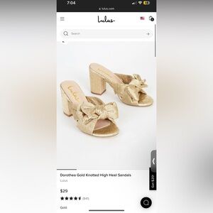 Lulus Dorothea Gold Knotted High Heel Sandals